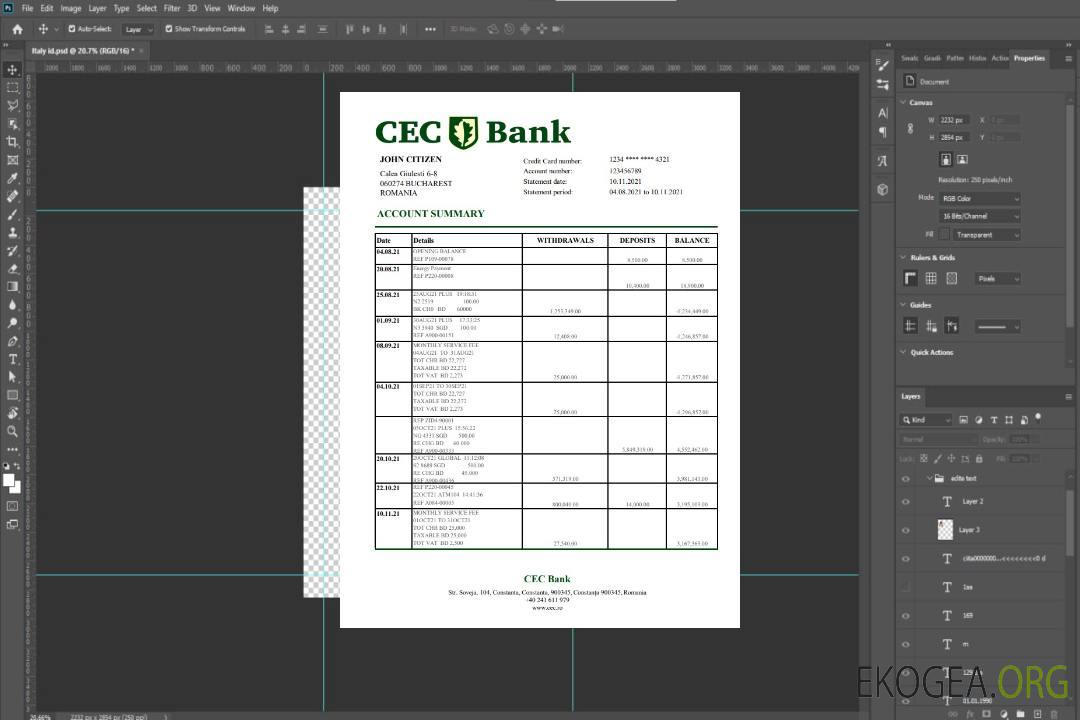 Roumanie CEC Bank excel pdf template